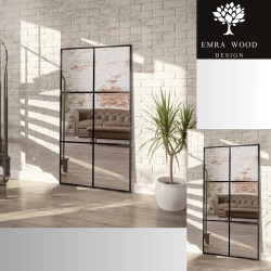 Lustro loft ze szprosami - 6 KWATER - kolor ramy do wyboru